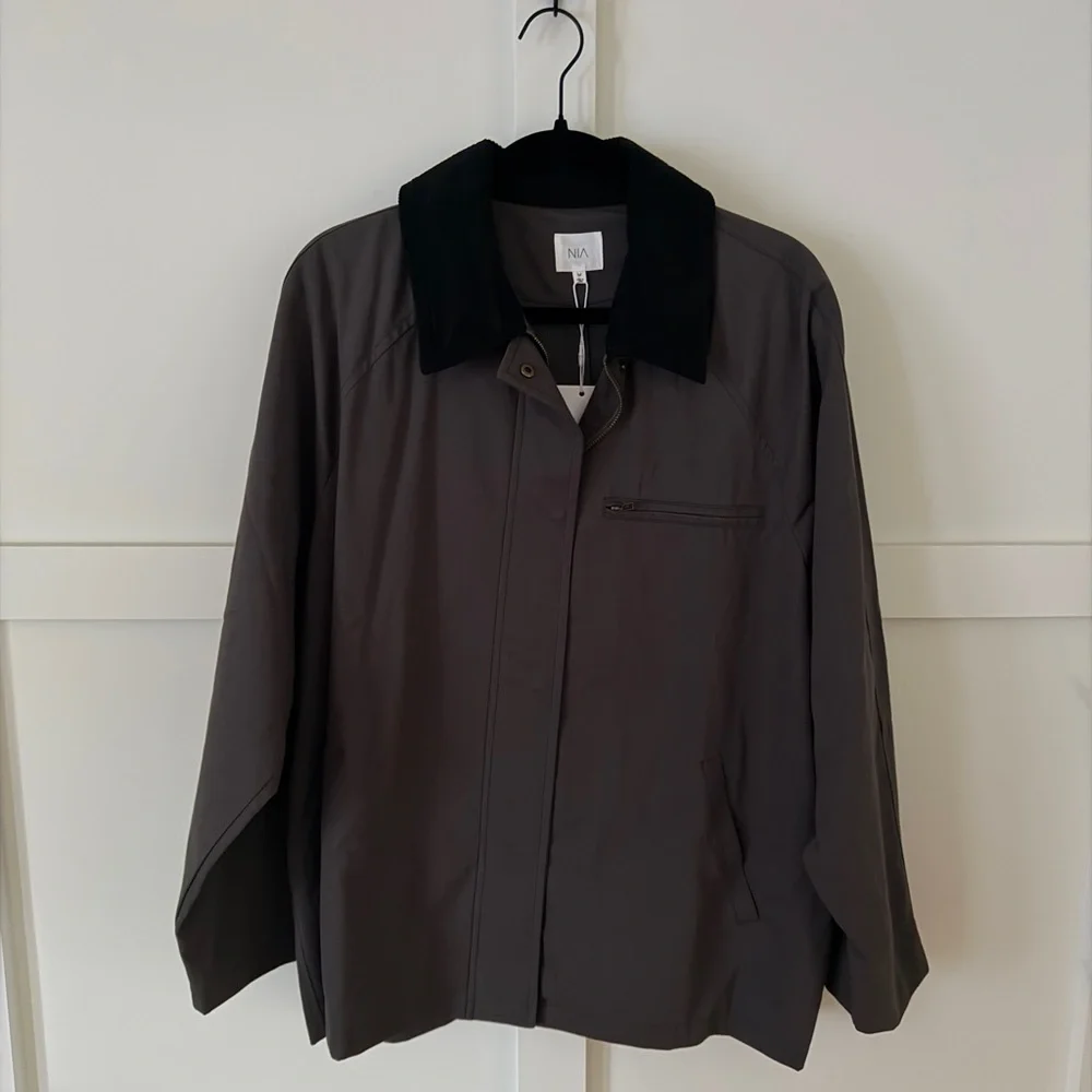NIA Galilea Jacket in Charcoal with Black Collar - Picture 1 of 5